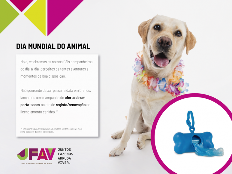 JFAV celebra Dia do Animal com campanha de oferta de porta-sacos